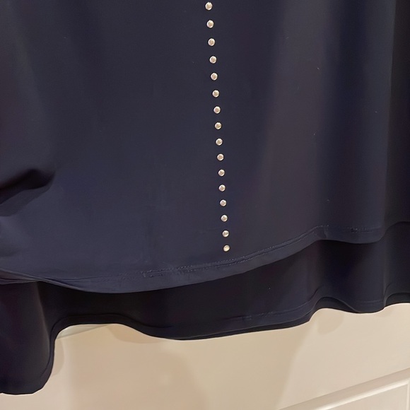 Chico’s Size 2 ( 12/14) Navy Studded Top with Raglan 3/4 Sleeves. - Picture 3 of 10